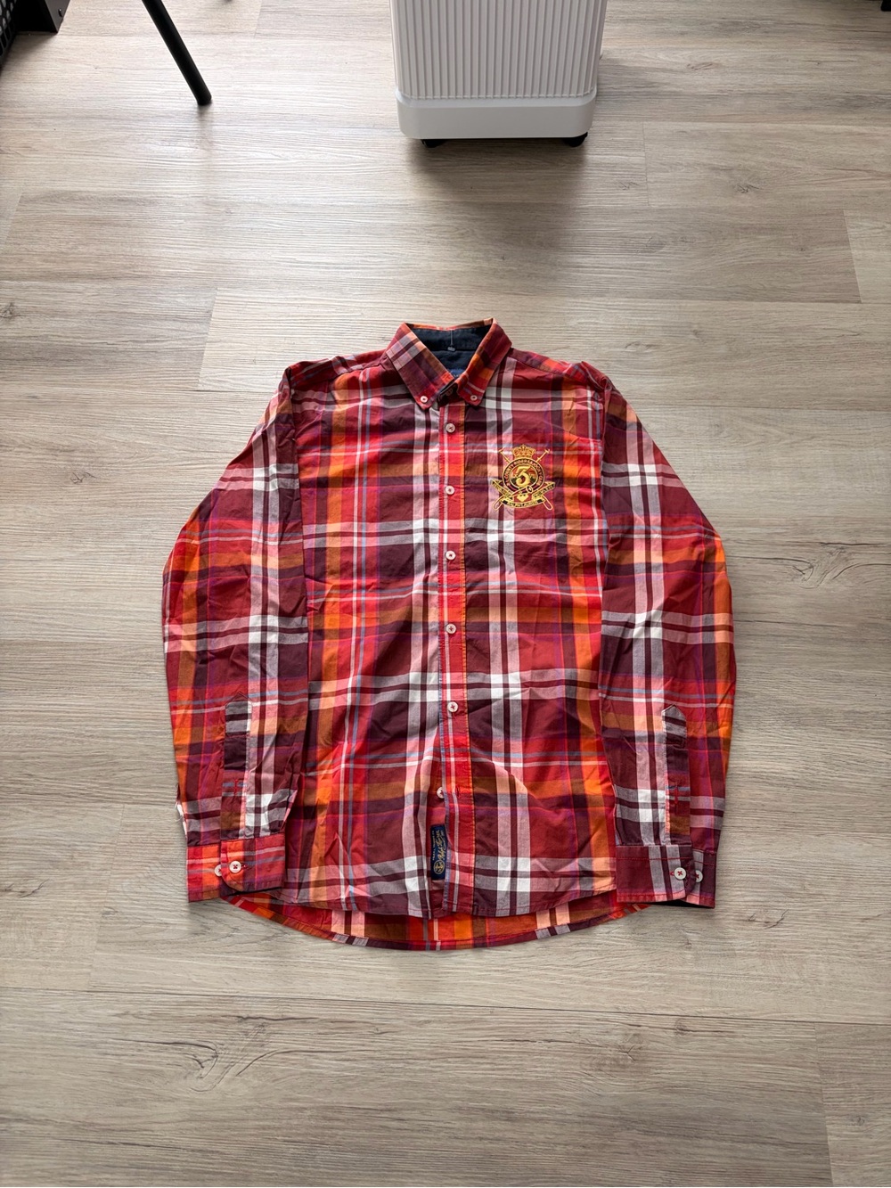 Ralph Lauren Red and Orange Plaid Button Down Shirt